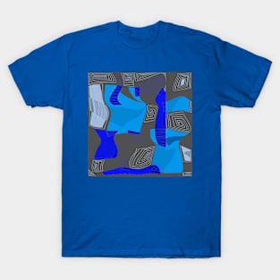 Mazipoodles Psychedelic Egyptian Collage Blue Gray T-Shirt